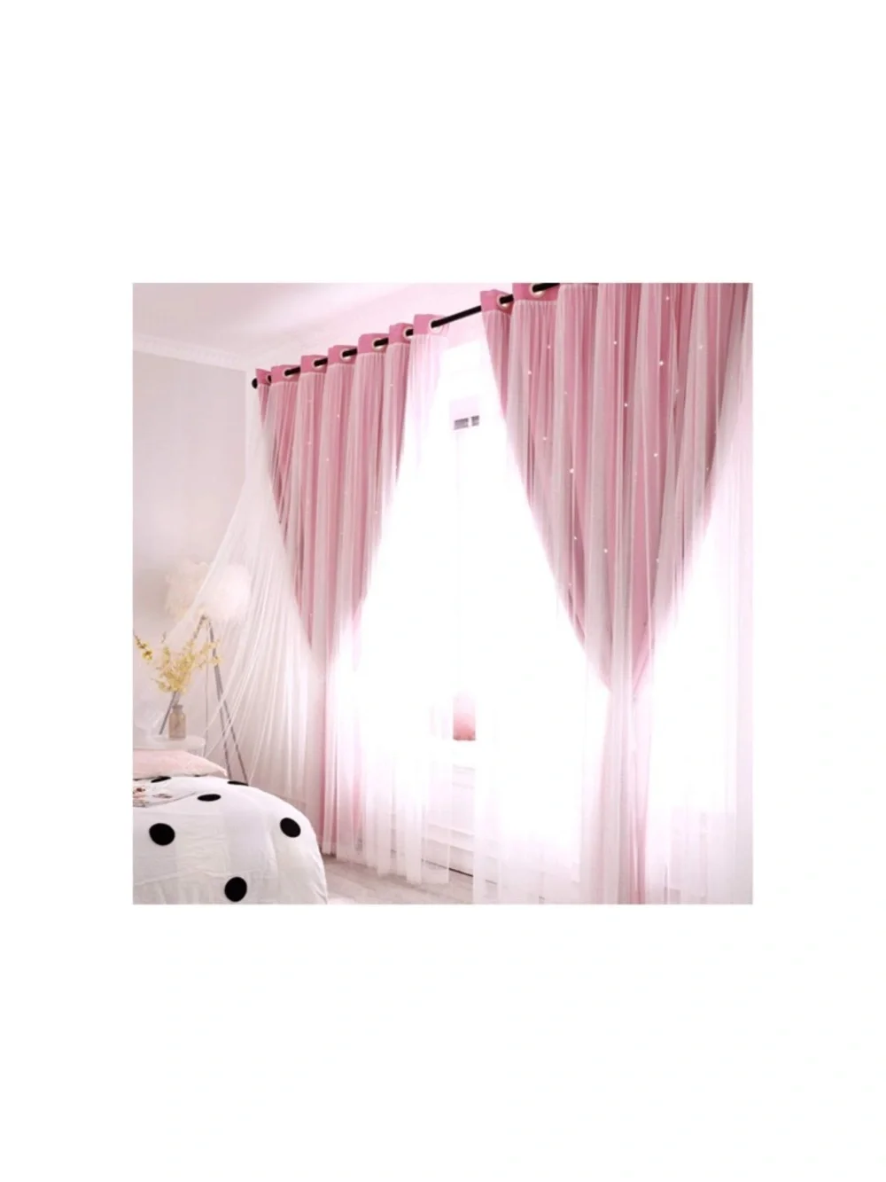 UNISTAR 2 Panels Stars Blackout Curtains for princess Bedroom pink star cut out